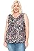 LEEBE Women and Plus Size Printed Mesh Ruffle Top (V Burgundy Floral Tank, 3X)