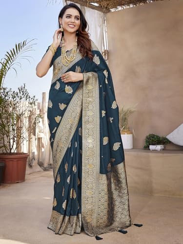 Image of Satrani Women's Jacquard Silk Blend Saree