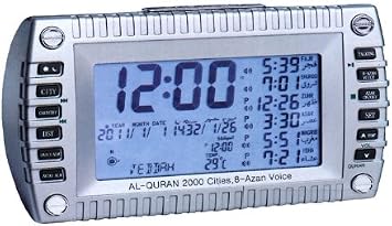Auto Islamic Azan Clock QAC-2086Q Silver Color