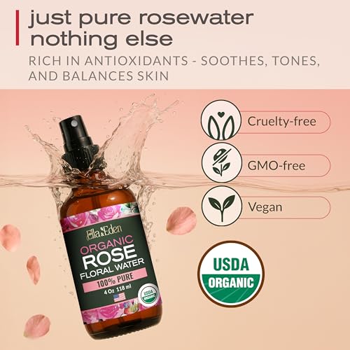 Organic Rose Water Spray for Face, USDA Certified 100% Pure, 4 Fl Oz Alternate view