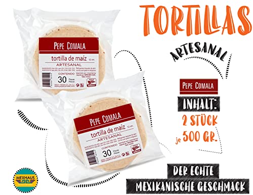 Weiße Mais Tortillas von Pepe Comala – 60 Stück (2x 30 Stück) - Mexikanische glutenfreie Tortilla de Maiz - für Tacos, Quesadillas, Enchiladas & mehr