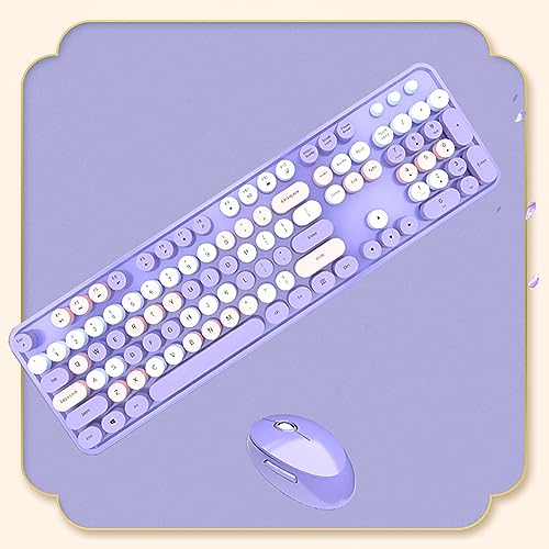 2.4G Full-Size Wireless Keyboard and Mouse Combo, Multi-Color Typewriter Style Round Keycap, Cute Candy Colors, Compatible with Notebook, PC (Purple) by Lomiluskr - Image 8