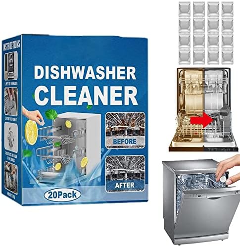 Dishwasher Tablets, Dishwasher Cleaning Tablets Removes Limescale Build Up, Highly Efficient Dishwasher Cleaner for Kitchen Tableware Care(20pack)