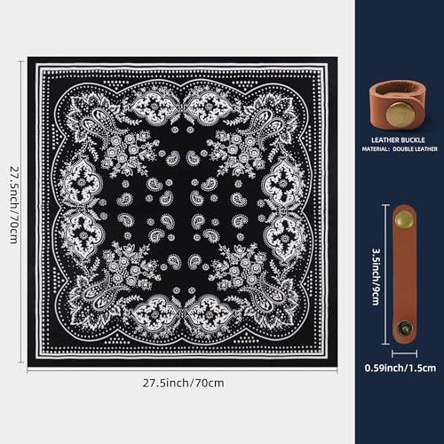 Image of 27.5 Inches Square Silk Feeling Neck Scarf for Men Necktie Silk Bandanas Pocket Square Cowboy Scarves