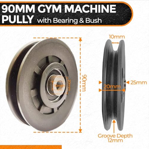 Image of B Fit ABS Plastic Gym Pulley with inbuilt Bearing and Bush- Heavy Duty Wheel Cable Gym Fitness Equipment Replacement 4 Pcs (90 MM-4 Pcs) | Gym Machine Attachment