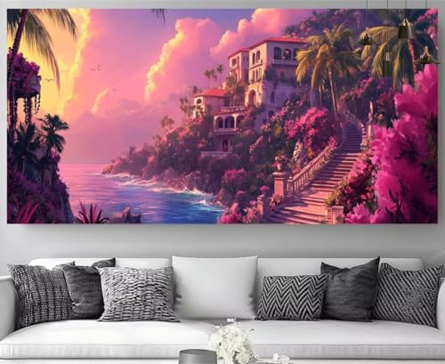 Peinture Diamant Coucher de Soleil Égée : Déco Salon Zen et Activité Famille