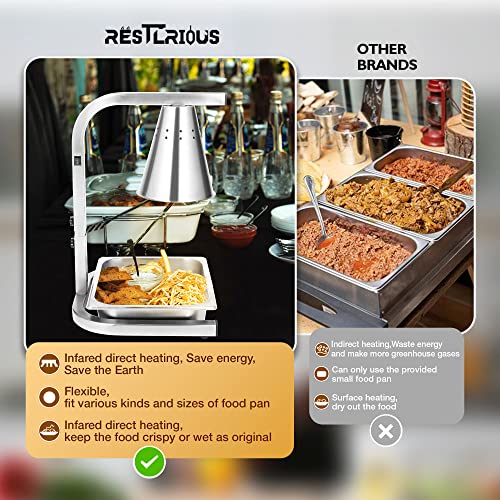 Restlrious HL1SX1-S1 Food Heat Lamp Freestanding Commercial Portable Food Warmer thumb #3