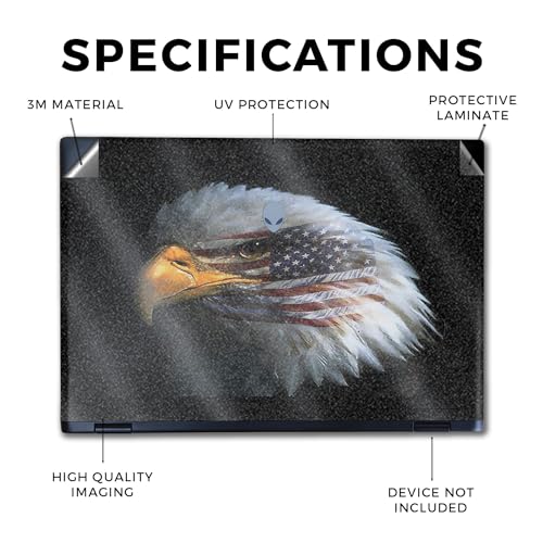 Image of Glossy Glitter Laptop Skin Compatible with Alienware M16 R2 (2024) - Eagle Eye - Premium 3M Vinyl Protective Wrap Decal Cover - Easy to Apply | Crafted in The USA by MightySkins