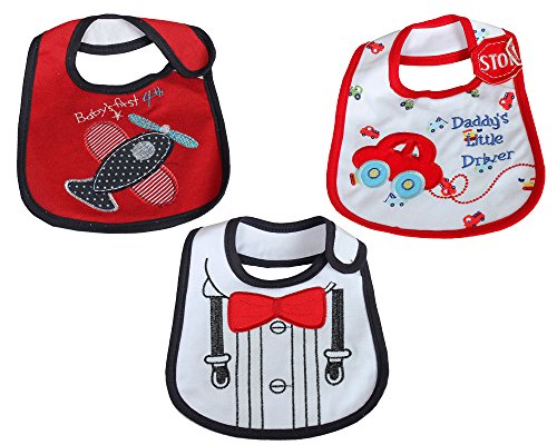 Image of Babies Bloom Toddler /Baby Soft Cotton Red Cotton Bibs (Pack of 3)