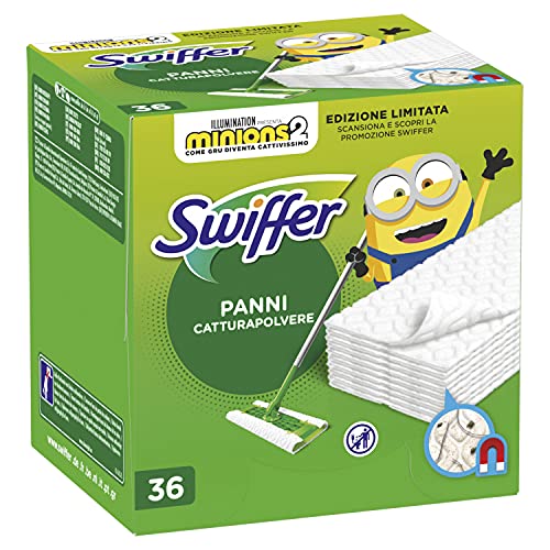 Swiffer Paños Capturador De Polvo Casa, 36 Paños De Microfibra Dry, Paños De Captura De Polvo Y Sucio, Ideal Para Todo Tipo De Suelos Y Para El Pelo De Animales, Maxi Tamaño Cover