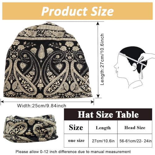Image of PALAY Slouchy Beanie Chemo Cap for Women, Boho Print Bandanas Skull Cap, Fashion Soft Stretch Chemo Scarf, Casual Saggy Head Scarves for Women (All Seasons Use)