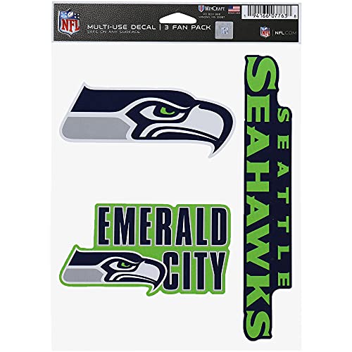 NFL Seattle Seahawks Decal Multi Use Fan 3 Pack Team Colors One Size