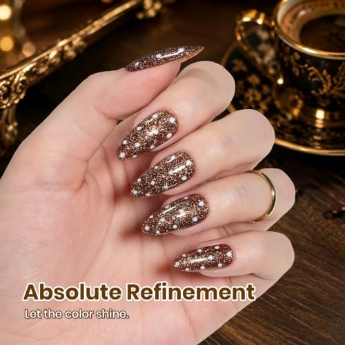 Image of Beetles Brown Glitter Gel Nail Polish, 15ml Espresso Gild Fall Gel Polish