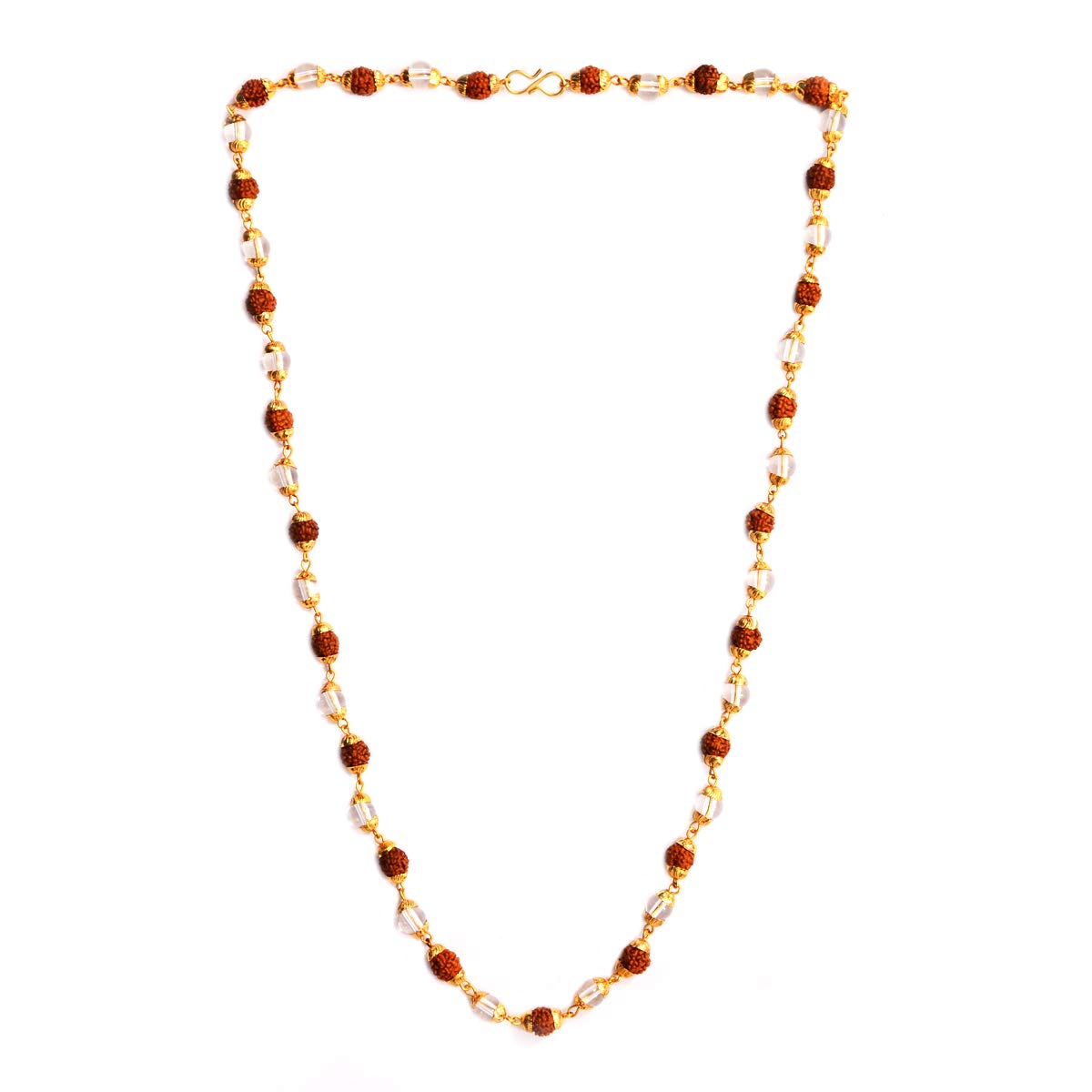 Takshila Gems® Natural Rudraksha & Crystal Quartz Necklace for Men & Women Gold Polished Caps Rudraksha Necklace Rudraksha & Sphatik Necklace (B08KHB3S3B) Amazon Price History, Amazon Price Tracker