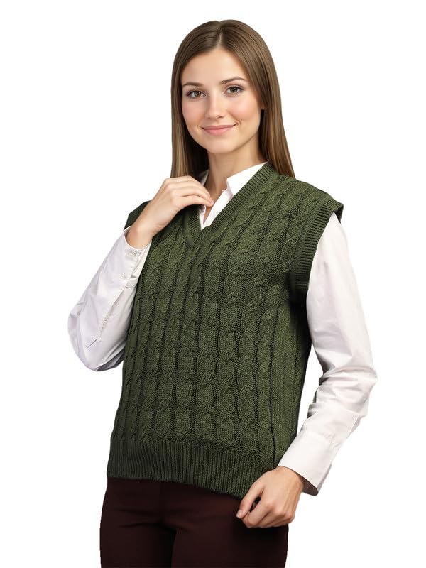 Women Stylish Knit Sweater Vest | V-Neck Sleeveless Winter Wear Pullover for Casual & Office Wear