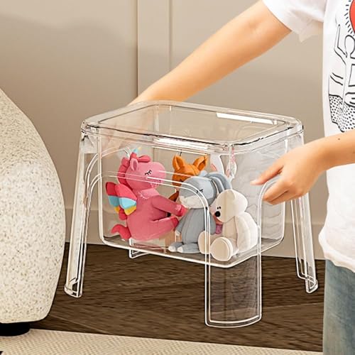 iimono117 子供 椅子 ローチェア 透明【幅26×高さ23×奥行20】収納チェア 耐荷重100kg おしゃれ 座れる 収納ボックス オットマン シャワーチェア 浴用イス 浴槽台 (クリア)