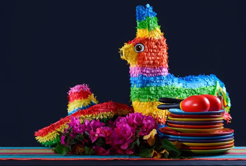 Miniatura 5 de GIFTEXPRESS Piñata de burro arcoíris de 16 pulgadas con palillo de piñata de tamaño completo de 33 pulgadas y venda, decoración de fiesta temática