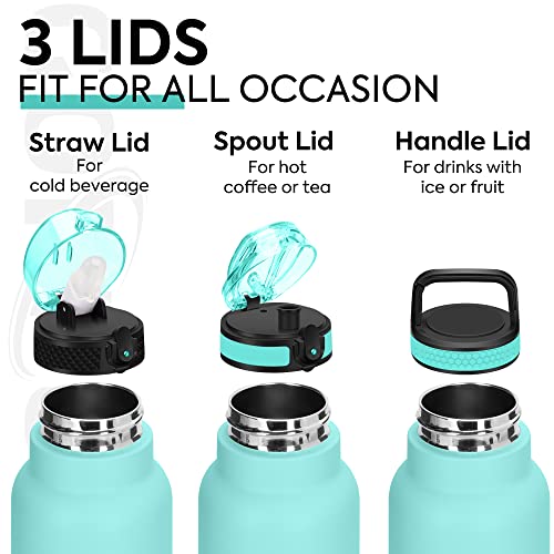 GOPPUS 750ml/26oz Stainless Water Bottle with Straw Double Wall Insulated Bottles with Strap Reusable Vacuum Thermal Flask Leakproof Keep Cold Drinks Bottles with Flip Top Lid for Men Women BPA Free - Image 3