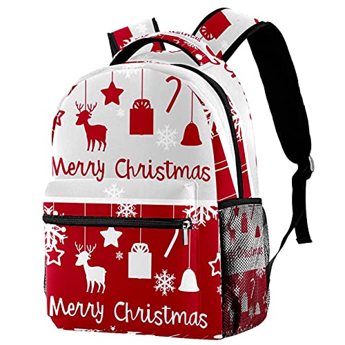 Sac à dos de voyage avec porte-bouteille anti-fuite enfant motif cerf de Noël élan