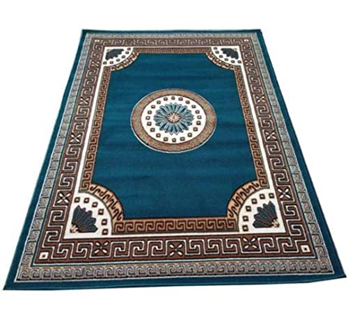 Image of GULDASTA Blue Floral Area Rug Carpet 5x7 Feet