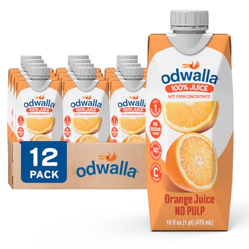 Odwalla Orange Juice, No Pulp - 100% Pure Orange - Vitamin C - No Added Sugar, No Artificial Ingredients, No Preservatives – 16 fl oz of OJ Juice (12 Pack)