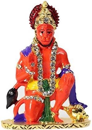 Orange Studded Hanuman Ji Car Dashboard Idols Figurine Showpiece a|for Temples|for Home|All Purpose