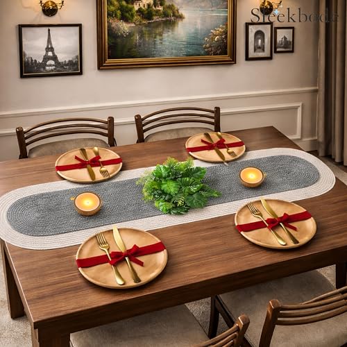 Image of Dining Table Runner for 6 Seater | Table Runners for Living Room | Cotton Runner for Centre Table | Side Table Cover | Runner for Dining | Home Center Table Runner (137 X 30 Centimeter)