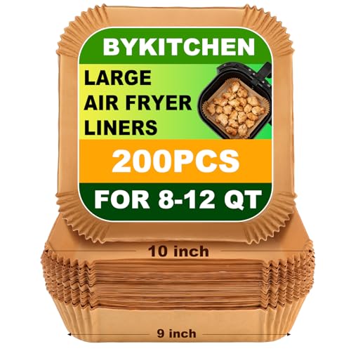 Image of BYKITCHEN 200PCS 10 Inch Large Air Fryer Liners for 8-12QT XL Airfryer