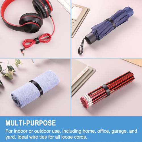 Image of 200 PCS 8 Inches Reusable Cable Ties | Adjustable Cord Wraps, Cable Straps | Hook & Loop Cord Organizer, Cable Management (Pack of 2)