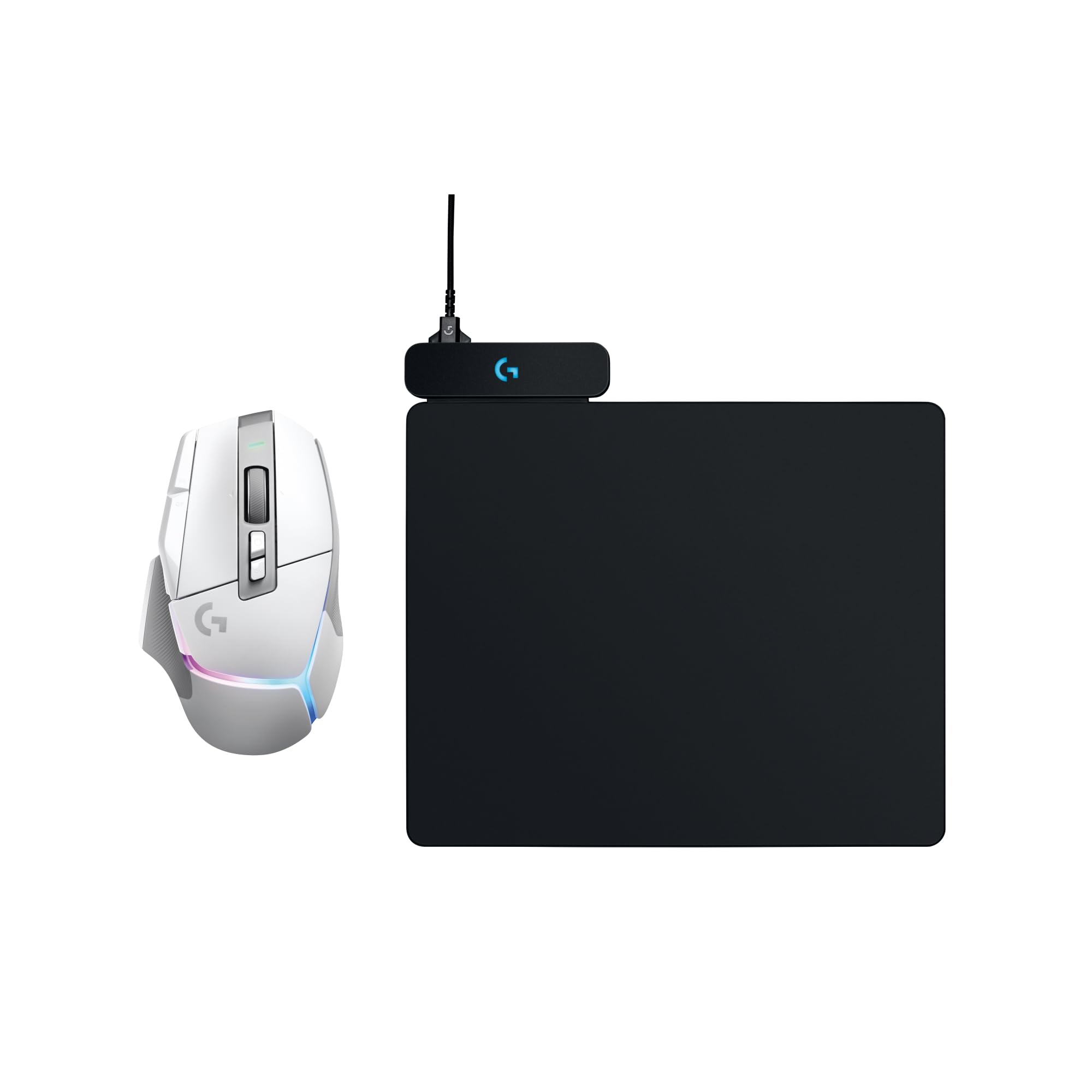 Logitech G502 X PLUS LIGHTSPEED Wireless RGB Gaming Mouse, White + POWERPLAY charging system - mouse pad, LIGHTFORCE switches, HERO 25K sensor, POWERPLAY/PC/Windows/macOS