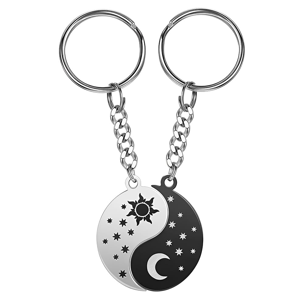 Xiyantiji Sun and Moon Keychain Couples Gifts for Boyfriend and Girlfriend Anniversary Birthday Gifts for Women Men Matching Yin Yang Friendship