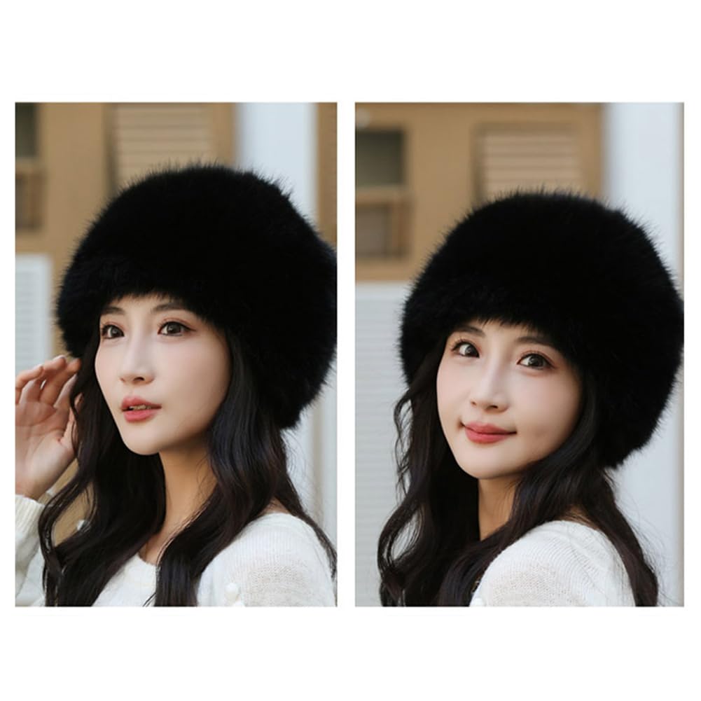 Sombrero de invierno de piel sintética, estilo cosaco ruso, sombrero de invierno para mujer, a la moda, resistente al viento, para clima frío, para el hogar, viajes, esquí, senderismo