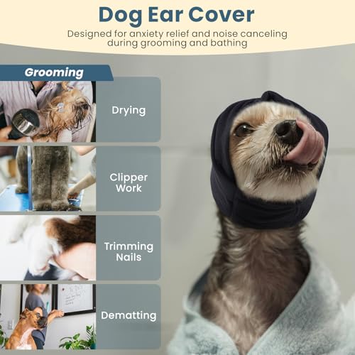 Image of Nanaki Calming Hoodie for Fireworks &Storms -No Shake Ear Wrap Dog Hematoma | Adjustable Calming Ear Covers Anxiety Relief, Soft Ear Protection for Noise Bath Grooming,Ear Muffs for Eating,Car Rides
