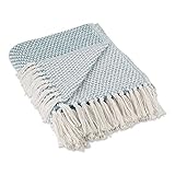 DII Woven Throw Collection 100% Cotton, Basketweave, 50x60, Storm Blue