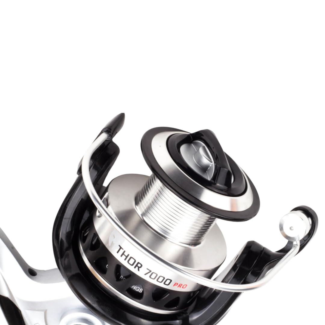 Carrete de Pesca Thor 7000 Pro - Surfcasting, Pesca de Fondo, 2 Bobinas, 14Kg Freno, 6 Rodamientos, Carrete Mar y Agua Salada