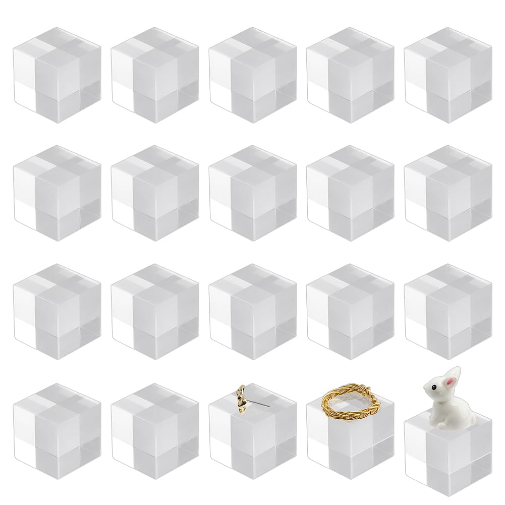 FINGERINSPIRE 20PCS Clear Acrylic Blocks 1x1x1 inch Acrylic Display Stands Clear Risers Transparent Cube for Home Office Desk Decor Small Collectibles Stand Craft Projects Modern Home Decor