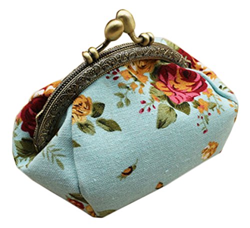 Bourse toile sac à cartes iSuperb portefeuille femmes bleu mignonne classique en métal