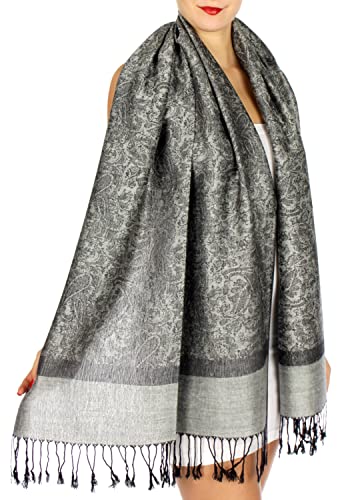 SERENITA Pashmina Shawls. Pashmina Scarfs. Large reversible wraps - Soft paisley Pashminas2