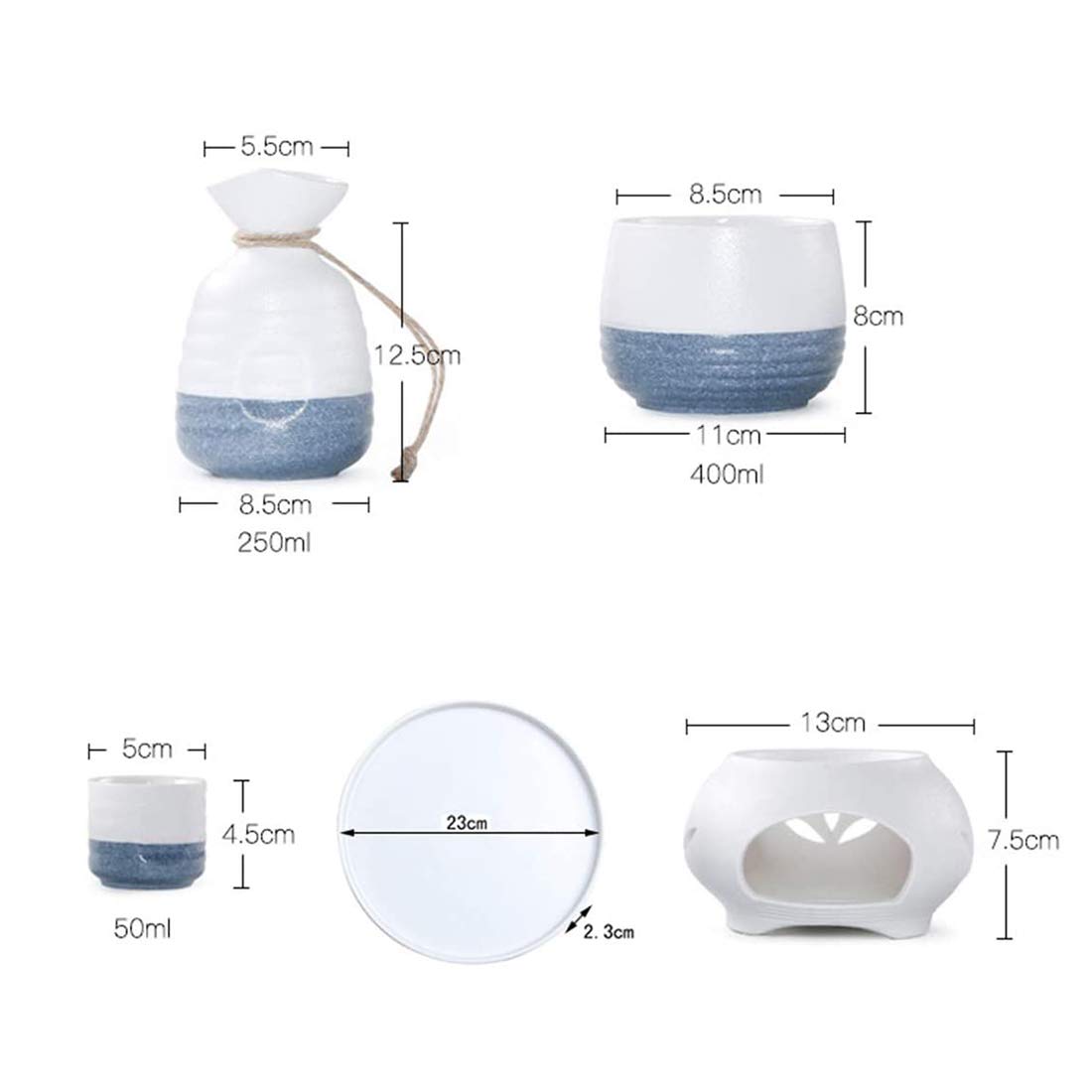 Set di Tazze da Sake Giapponesi Set da 10 Pezzi con stufe Calde e vassoi per Natale, Compleanni e anniversari
