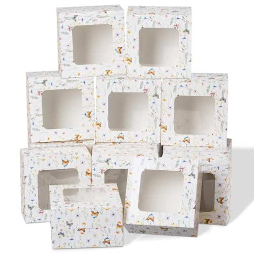 Chivertion 50 Pack Wild Flower Cookie Boxes with Window, Wildflower Small Bakery Treat Boxes for Pastry Donuts Macaroon Cupcakes, Spring Tea Party Baby Shower Birthday Wedding Bridal Shower Favors
