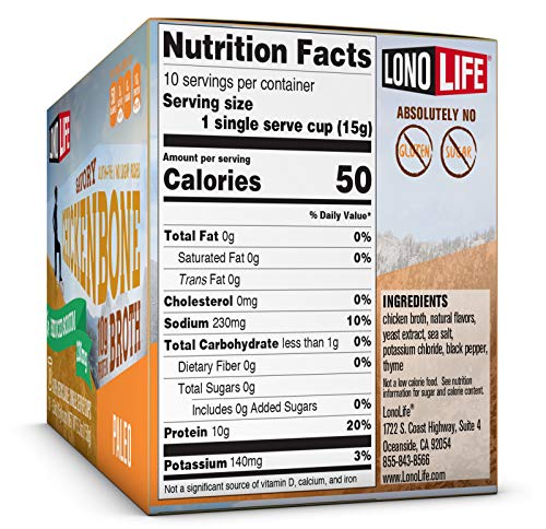image for LonoLife Reduced Sodium Chicken Bone Broth Powder with 10g Protein, Pa