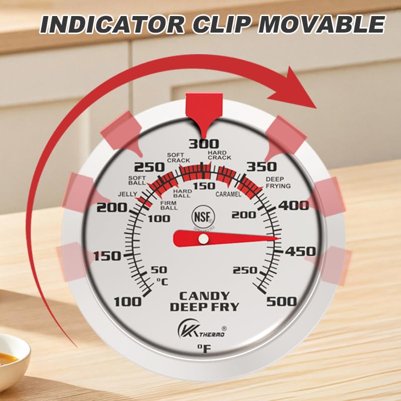Miniatura 2 de KT THERMO Termómetro para freír con termómetro de marcado de lectura instantánea, sonda de acero inoxidable de 8 pulgadas, 100-500 F, para jarabe,