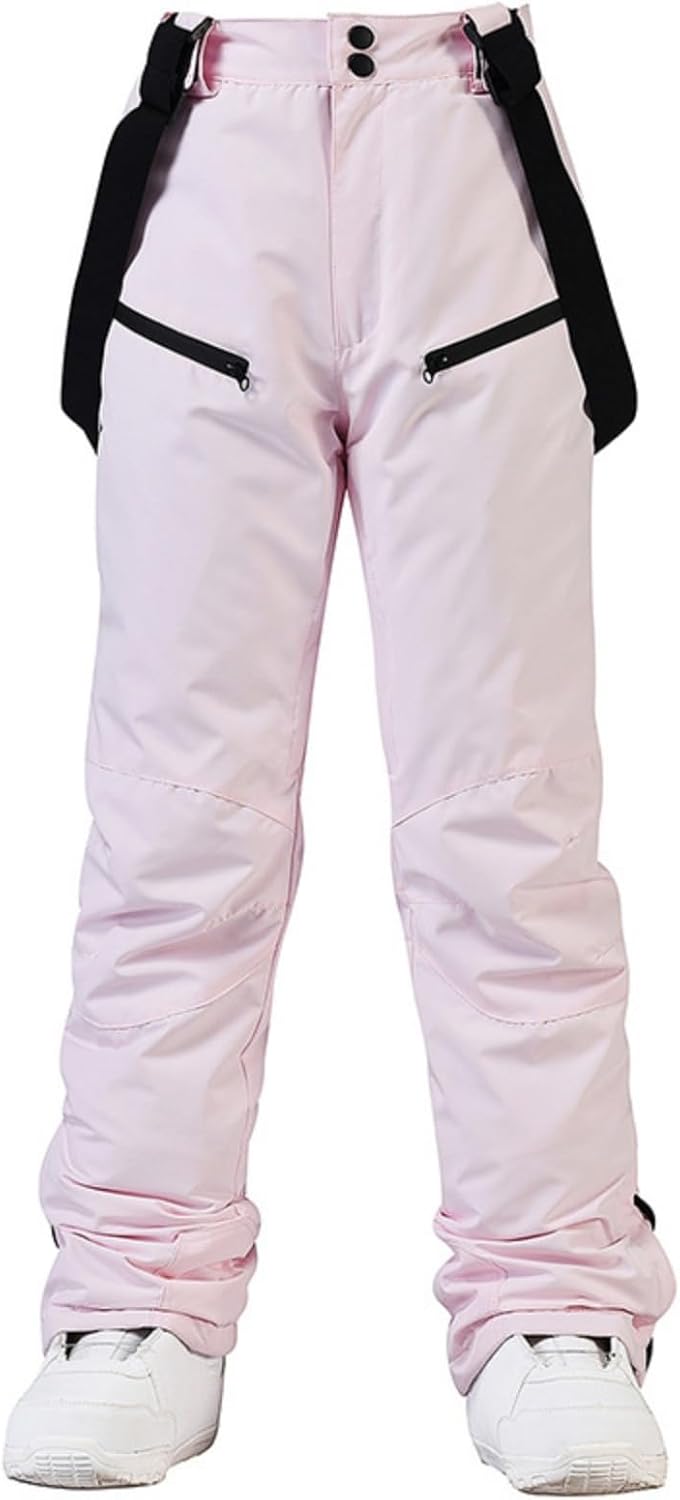 Womens Men's Ski Bib Pants Baggy Adjustable Snow Overalls Waterproof Windproof Insulated Winter Snowboard Jumpsuits