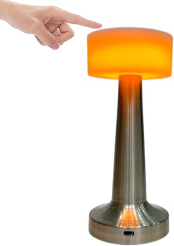 Touch Table Lamp, Cordless Bedside Desk Lamp Battery Operated Bedroom Lamps with 3 Brightness, Rechargeable Night Light for Home, Office, Reading, Restaurant, Bar, Dorm Silver