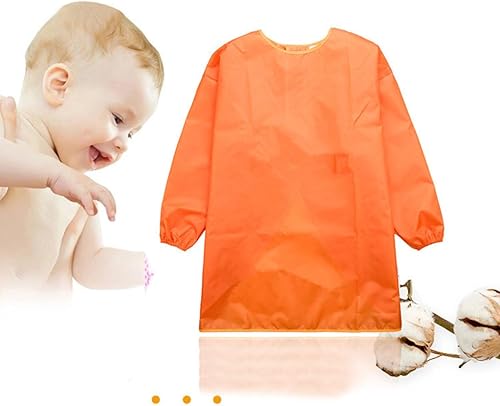 Miniatura 5 de Long-sleeved Painting Apron for Adjustable Art Smock for Height Orange Protective Coverall for Painting and Drawing Activities