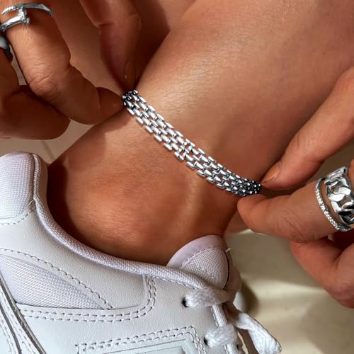 Image of KissYan Gold Ankle Bracelets for Women, 14K Gold Anklets Chunky Cuban Link Chain Summer Beach Foot Jewelry Gifts for Women