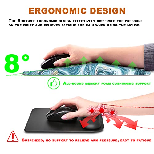 Ergonomic Mouse Pad With Wrist Rest Support, Thick Mousepad Relief Carpal Tunnel Pain, Entire Memory Foam Mouse Pad With Non-Slip Pu Base, Computer Mouse Pads,Blue Waves #TOP2