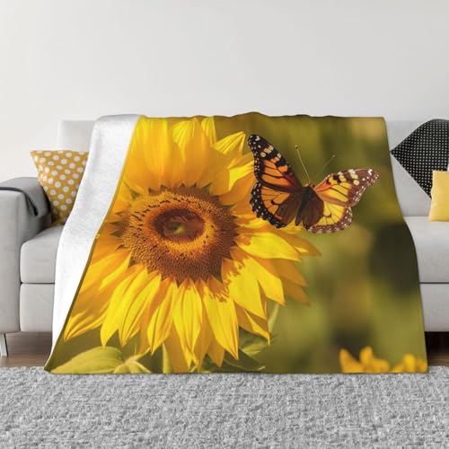 Couverture et jeté de lit flanelle douce imprimé papillon 152x127