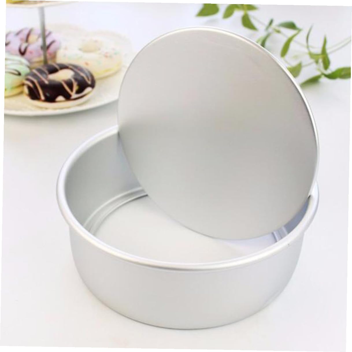 Molde Redondo para Pastel de Aleación de Aluminio 6 Pulgadas 4 Piezas | Fondo Extraíble, Superficie Lisa, Antiadherente, Plata, para Capas y Pudín