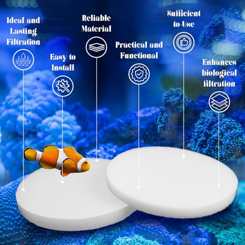Image of Tranqun 24 Pcs Fine Filter Water Polishing Pad Compatible with Fluval Fx4, Fx5, Fx6, Sponge White, 7 x 7 x 0.63 Inches